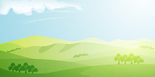 绿色小清新卡通自然草地展板背景